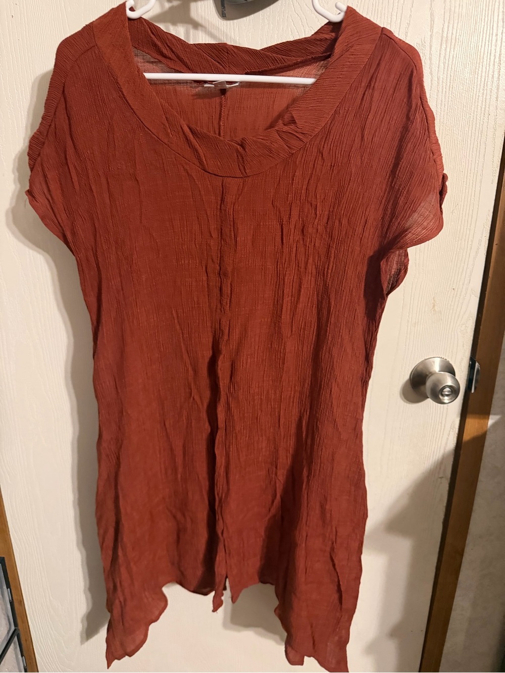 Avenue Rust Terracotta Crinkle Tunic Top Blouse Size 20